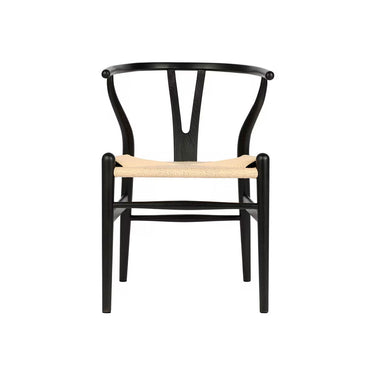 Silla Wishbone Madera Negro con Asiento Natural