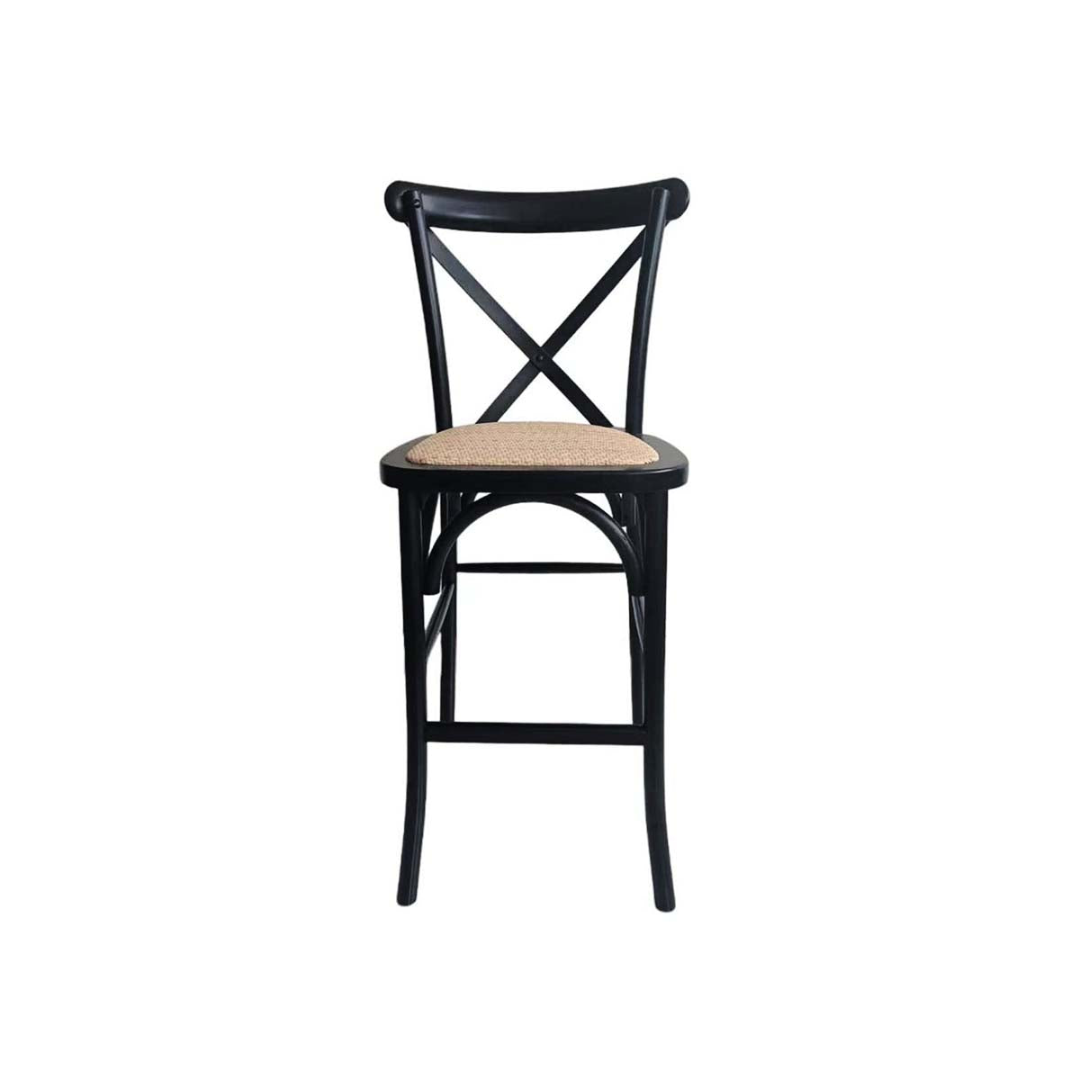 Taburete Bar Crossback Madera Negro 66 cm